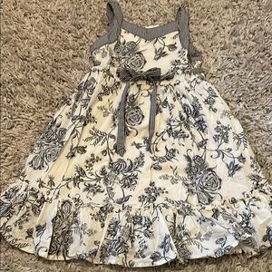 Vintage Polly Flinders Black & White Rose Toile Dress, Size 6